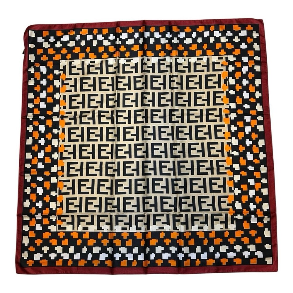 Orange & Red Wine Square Scarf 35” X 35” Women Scarve Geometric